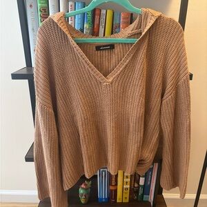 Olivaceous Beige V-Neck Sweater